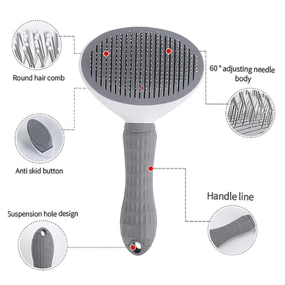 One-Click Pet Hair Removal Comb for Effortless Grooming of Dogs and